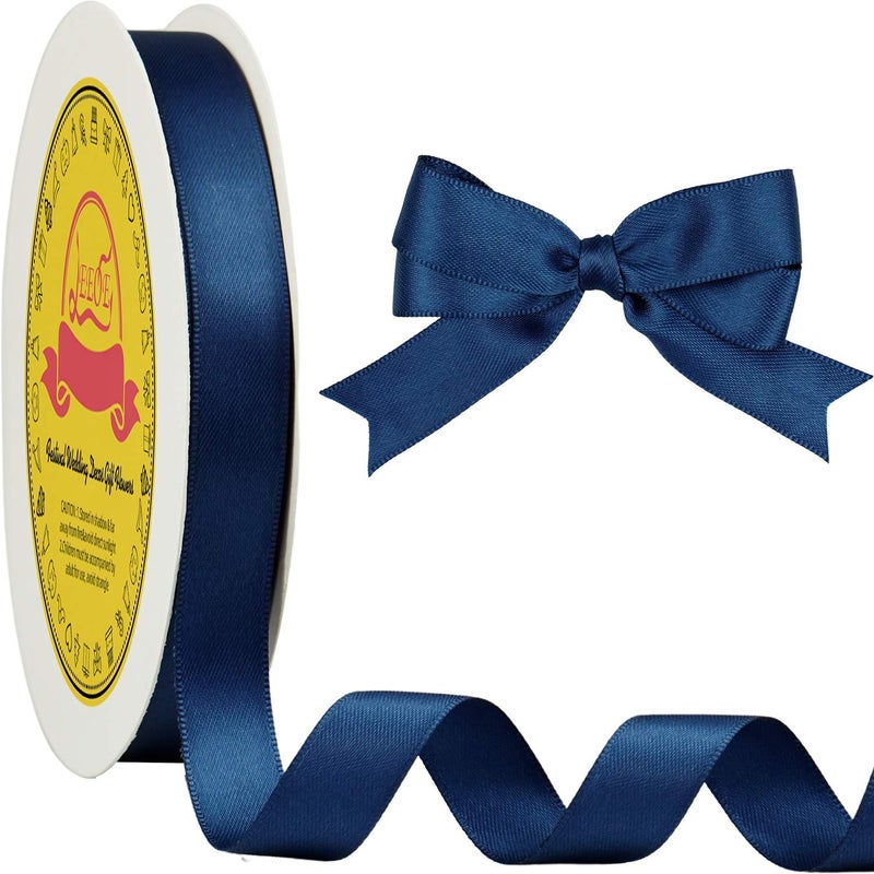 LEEQE Double Face Navy Blue Satin Ribbon 5/8 inch X 50 Yards Polyester Navy Blue Ribbon for Gift Wrapping Very Suitable for Weddings Party Invitation Decorations and More - Image 3
